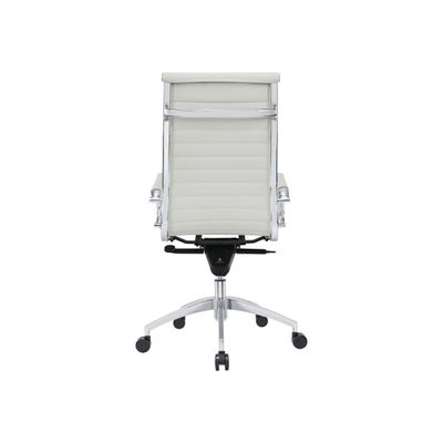 3700339883790-Fauteuil de bureau WARREN - accoudoirs fixes - cuir blanc-Arrière-3