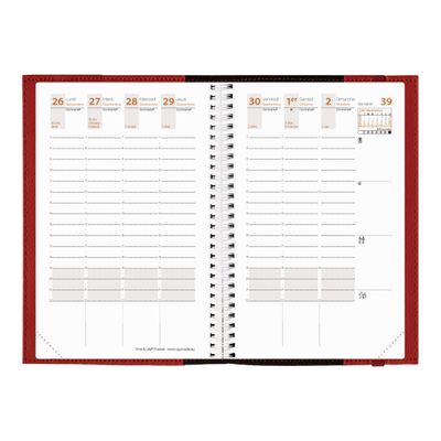 2012347256055-Agenda spiralé à élastique Time & Life Pocket - 1 semaine sur 2 pages - 10 x 15 cm - rouge ceri-Avant-1