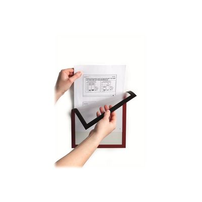 4005546406831-Durable Duraframe Magnetic - 5 Cadres d'affichage magnétiques - A3 - rouge - pour surfaces métal-Avant-2
