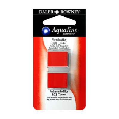 5011386117928-Daler-Rowney Aquafine - Ensemble de peinture - 2 parties - aquarelle - 2 couleurs - teinte vermillon, teinte rouge de cadmi--0