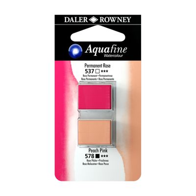 5011386117942-Daler-Rowney Aquafine - Ensemble de peinture - 2 parties - aquarelle - 2 couleurs - rose permanent, rose pêc--0