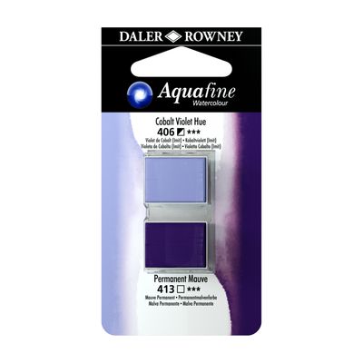5011386117973-Daler-Rowney Aquafine - Ensemble de peinture - 2 parties - aquarelle - 2 couleurs - teinte violet cobalt, mauve permane--0