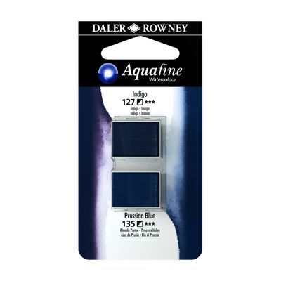 5011386117980-Daler-Rowney Aquafine - Ensemble de peinture - 2 parties - aquarelle - 2 couleurs - indigo, bleu prussi--0