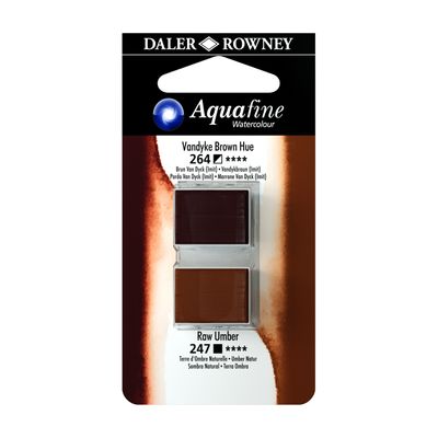 5011386118086-Daler-Rowney Aquafine - Ensemble de peinture - 2 parties - aquarelle - 2 couleurs - teinte marron Va-P_669659_1-0