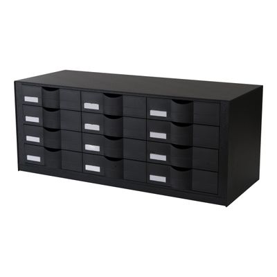 3660141020359-Bloc de classement 12 tiroirs - compatible avec les armoires EASY OFFICE - noir-Angle droit-0