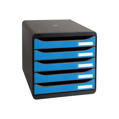 9002493424708-Exacompta Clean'Safe - Module de classement 5 tiroirs - noir/bleu-Angle gauche-1