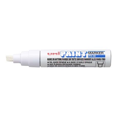4902778917398-UNI PAINT PX - Marqueur permanent - pointe biseau - blanc-Angle gauche-0