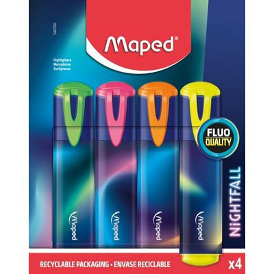 3154147407004-Maped Nightfall - Pack de 4 surligneurs - couleurs assorties--0