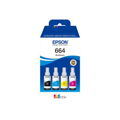 8715946685205-Epson EcoTank 664 - pack de 4 - noir, jaune, cyan, magenta - réservoir d'encre original-Avant-0