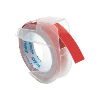 3501170898154-Dymo - Ruban d'étiquettes auto-adhésives 3D - 1 rouleau (9 mm x 3 m) - fond rouge-Angle gauche-0