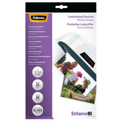 077511544064-Fellowes - 25 pochettes de plastification photo (108 x 159 mm) - 80 microns - brillantes --0