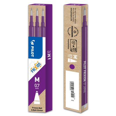 4902505356094-Pilot Frixion Ball - 3 Recharges pour rollers effaçables - 0,7 mm - violet--1