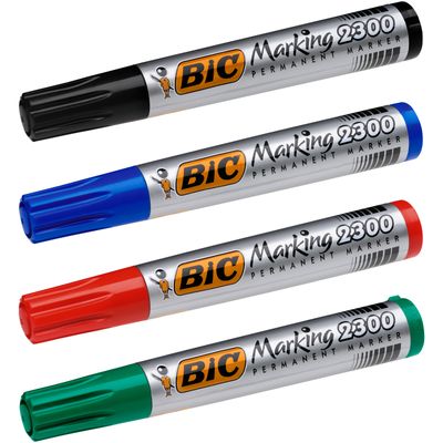 3086120123048-BIC MARKING 2300 - Pack de 4 marqueurs permanents - pointe biseau - couleurs assorties--1