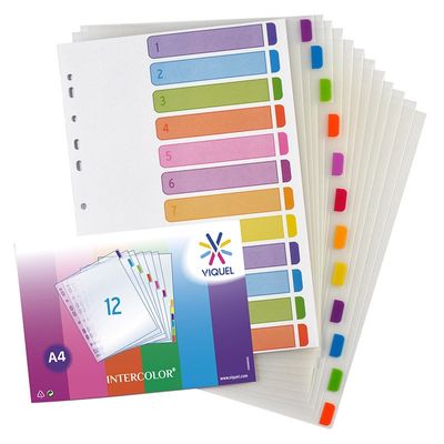3135251583570-Viquel Intercolor - Intercalaire 12 positions - A4 - polypropylène coloré--0
