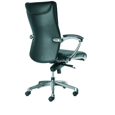 0000793561061-Fauteuil de bureau ergonomique GEORGE en cuir - Accoudoirs fixes - Noir --1