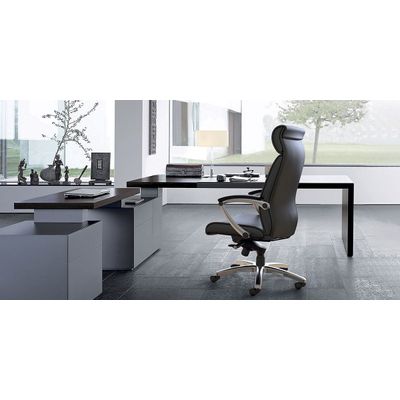0000793561061-Fauteuil de bureau ergonomique GEORGE en cuir - Accoudoirs fixes - Noir --4