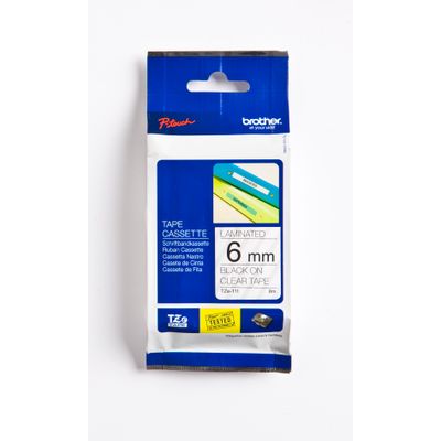 4977766684750-Brother TZe111 - Ruban d'étiquettes auto-adhésives - 1 rouleau (6 mm x 8 m) - fond transparent écrit--0