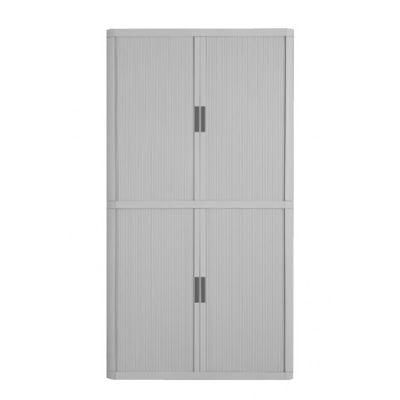 3660141929157-Armoire haute à rideaux EASY OFFICE - 110 x 204 x 41,5 cm - Corps et rideaux gris - Poignée anthracit--0
