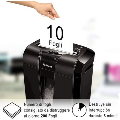0043859642304-Fellowes Powershred 63Cb - destructeur de documents coupe croisée - 10 feuilles - Corbeille litres--1