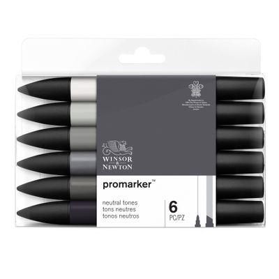 884955071045-ProMarker - Pack de 6 marqueurs double pointe - tons neutres--0