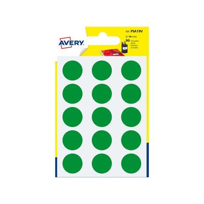 5014702026423-Avery - 90 Pastilles adhésives - vert - diamètre 19 mm--0