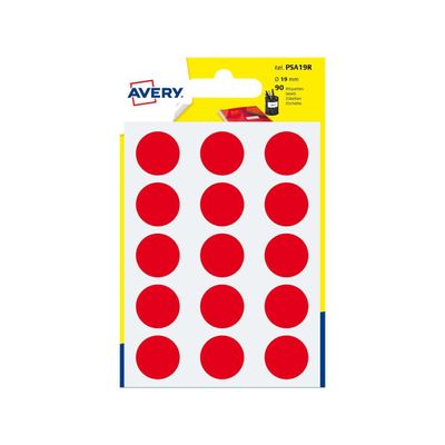 5014702026430-Avery - 90 Pastilles adhésives - rouge - diamètre 19 mm--0