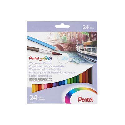 0884851024244-Pentel Arts -  Boite de 24 crayons de couleurs aquarellables CB9-24U--0