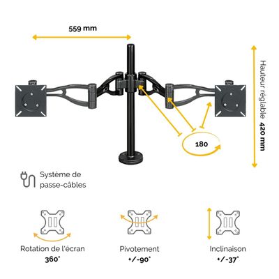 0043859629718-Fellowes Professional Series - Bras porte-écran double jusqu'à 26" - angle et hauteur ajustable--1