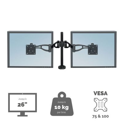 0043859629718-Fellowes Professional Series - Bras porte-écran double jusqu'à 26" - angle et hauteur ajustable--2