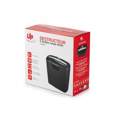 3584770910006-Uprint Office - destructeur de documents coupe droite - 6 feuilles - corbeille 10L--1