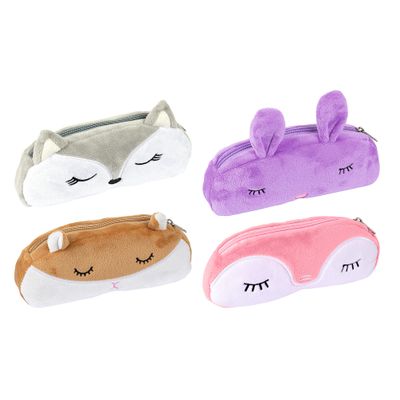 3108726488212-Trousse Cute façon peluche 1 compartiment - 4 formes disponibles - Oberthur--0