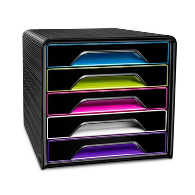 3462159010632-CEP Gloss - Module de classement 5 tiroirs - noir/multicolore subtil--0