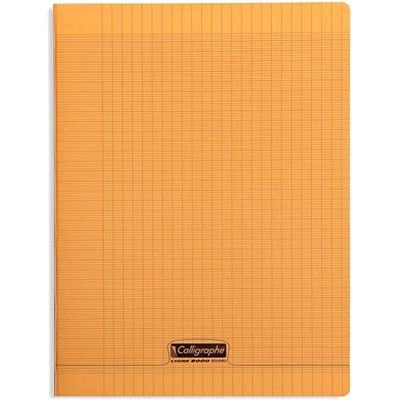 3210330183985-Calligraphe 8000 - Cahier polypro 24 x 32 cm - 192 pages - grands carreaux (Seyes) - orange--0