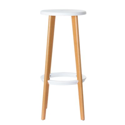 3660141230321-2 Tabourets hauts WOODY - pied hêtre - assise blanche--1