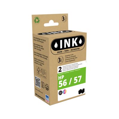 8720282009967-Cartouche compatible HP 56/57 - pack de 2 - noir, cyan, magenta, jaune - ink--0