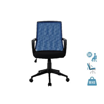 3700339883462-Fauteuil de bureau ALEX - accoudoirs fixes - Noir et bleu--0