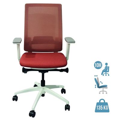 0400794385961-Fauteuil de bureau BRIAN - accoudoirs réglables - appui-tête en option - dossier en résille -Rouge--0