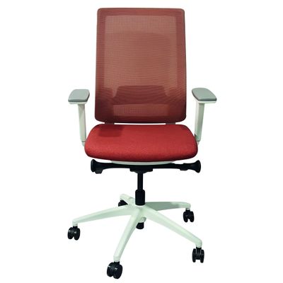 0400794385961-Fauteuil de bureau BRIAN - accoudoirs réglables - appui-tête en option - dossier en résille -Rouge--1