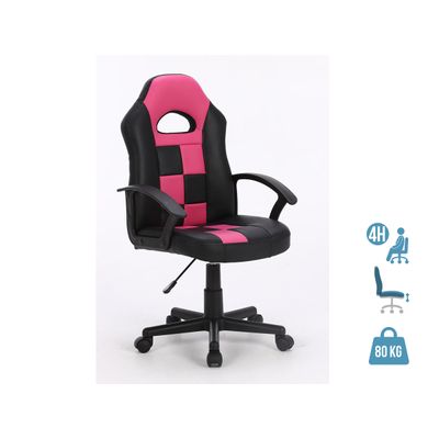 3701338800672-Fauteuil gamer FORMULE 1 - accoudoirs fixes - noir et rose--0