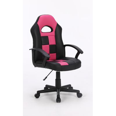 3701338800672-Fauteuil gamer FORMULE 1 - accoudoirs fixes - noir et rose--1