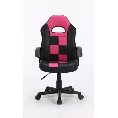3701338800672-Fauteuil gamer FORMULE 1 - accoudoirs fixes - noir et rose--2