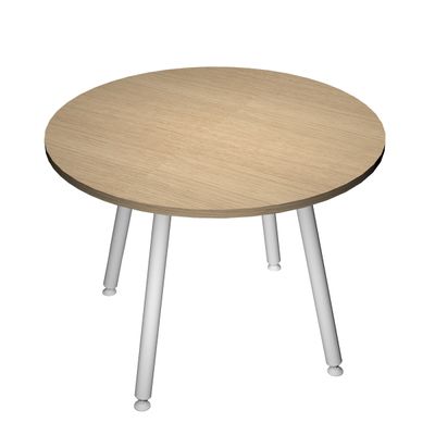 7331910018674-Table ronde - H74,4 cm - 100 cm - 4 Pieds blanc - plateau imitation chêne--0