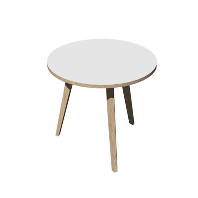 7331910018919-Table haute ronde - 80 cm - 3 Pieds bois - plateau blanc avec bords chêne--0