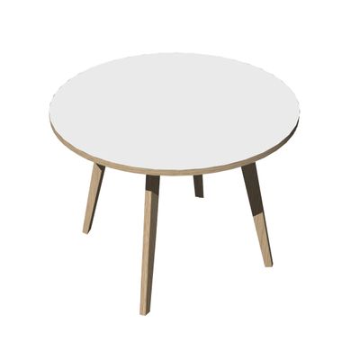 7331910018926-Table ronde - H74,4 cm - 100 cm - 4 Pieds bois - plateau blanc--0