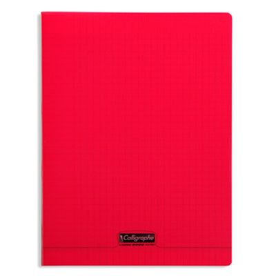 2012349449783-Calligraphe 8000 - Cahier polypro 24 x 32 cm - 48 pages - grands carreaux (Seyes) - rouge--0