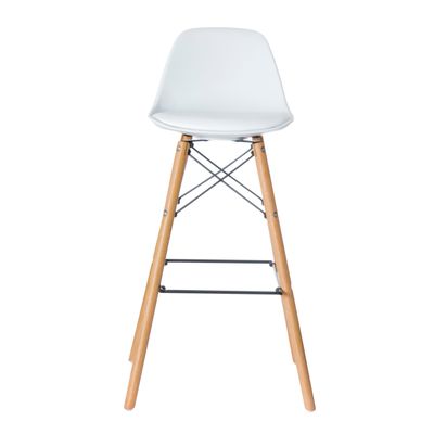 3660141230307-Lot de 2 tabourets haut STEELWOOD - pied hêtre - assise blanche--0