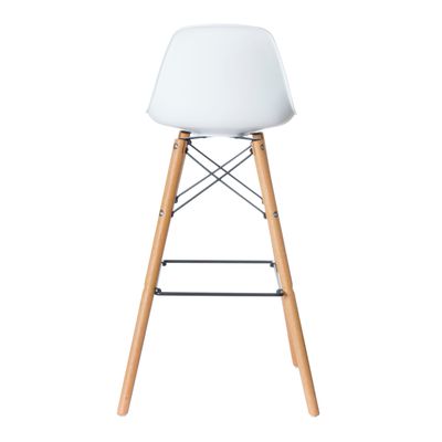 3660141230307-Lot de 2 tabourets haut STEELWOOD - pied hêtre - assise blanche--1