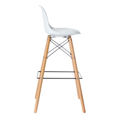 3660141230307-Lot de 2 tabourets haut STEELWOOD - pied hêtre - assise blanche--2