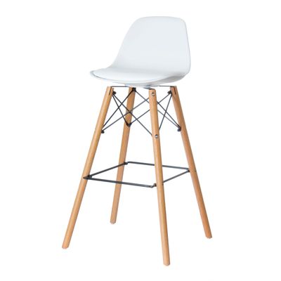 3660141230307-Lot de 2 tabourets haut STEELWOOD - pied hêtre - assise blanche--3