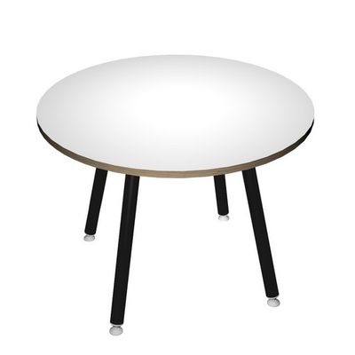 2012349511497-Table ronde - H74,4 cm - 100 cm - 4 pieds noir - plateau blanc--0